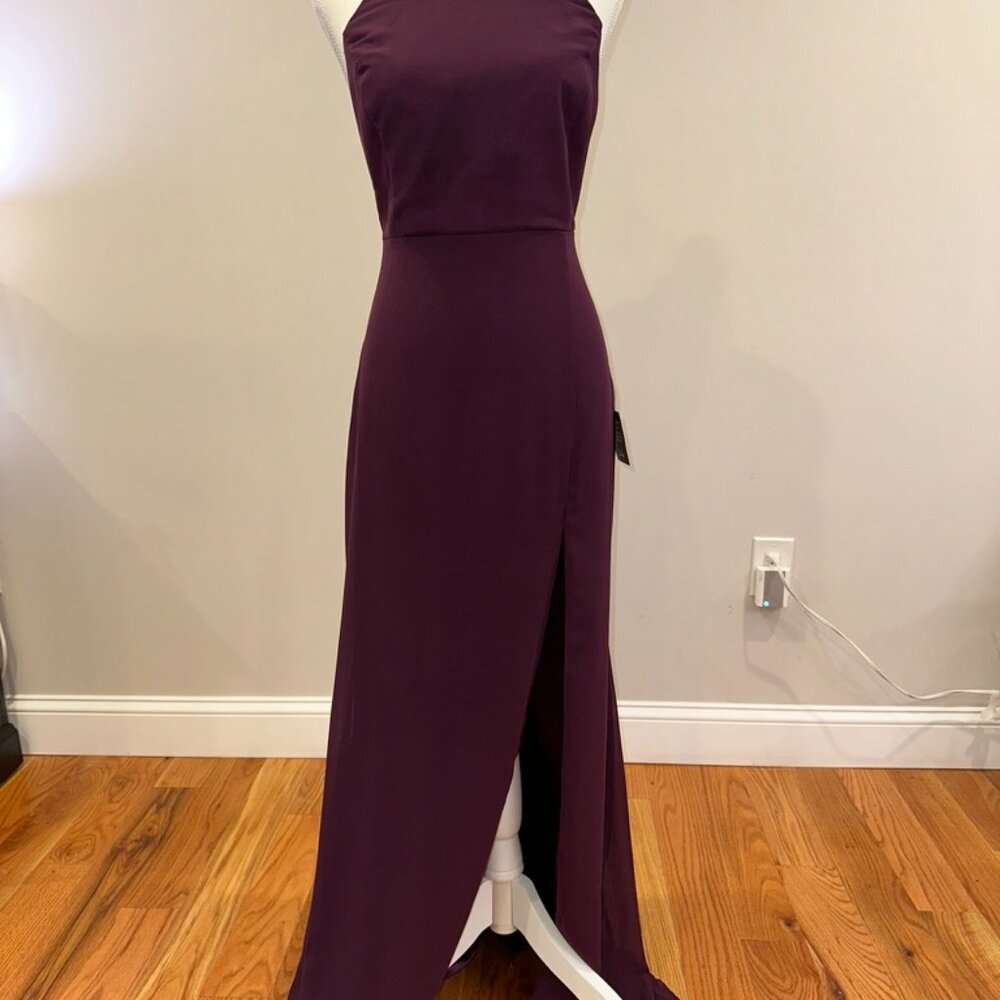 NWT open back burgundy Halter Maxi Dress - Size M